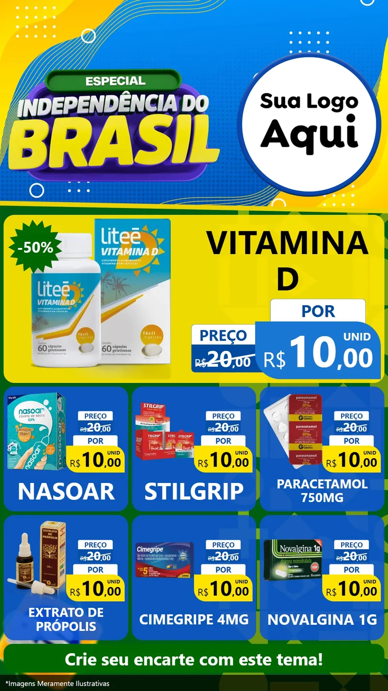 Modelo de Rede Social para Stories com o tema Especial Independência do Brasil para Farmácia