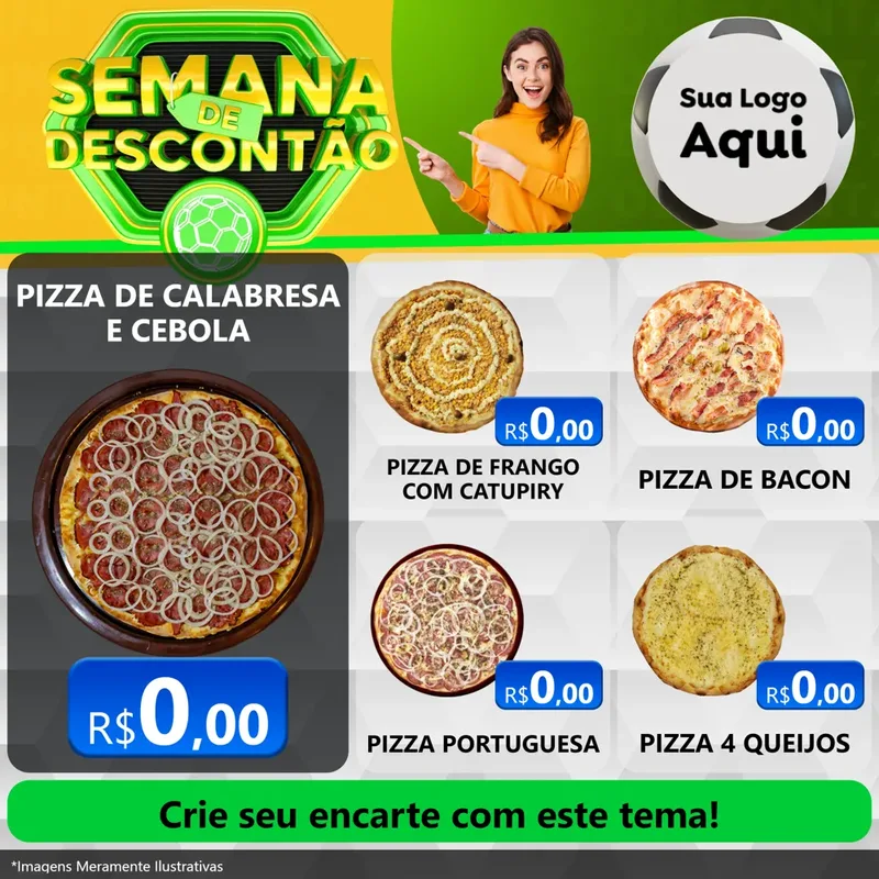 Modelo de Rede Social para Feed Facebook com o tema Semana de Descontão - Copa para Pizzaria