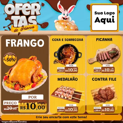 Modelo de Rede Social para Feed Facebook com o tema Ofertas de Páscoa para Assados