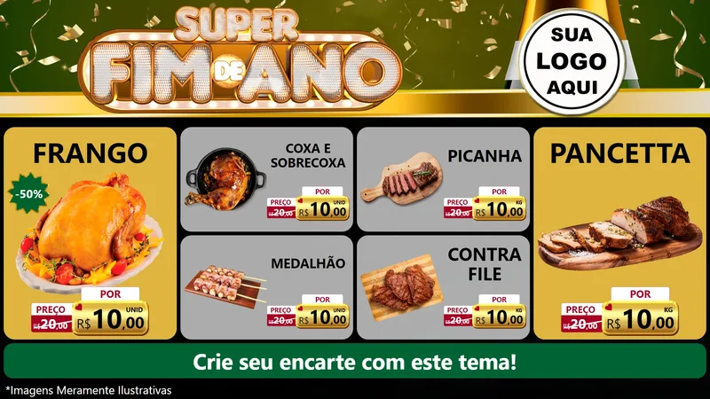 Modelo de TV para TV Horizontal com o tema Super Fim de Ano para Assados