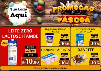Modelo de Encarte para Encarte A4 Horizontal com o tema Promoção Páscoa para Frios e Laticínios