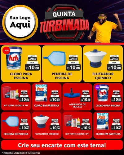 Modelo de Rede Social para Feed Instagram com o tema Quinta Turbinada para Produtos para Piscina