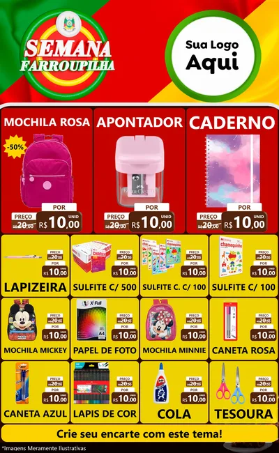 Modelo de Encarte para Encarte Grande com o tema Semana Farroupilha para Papelaria