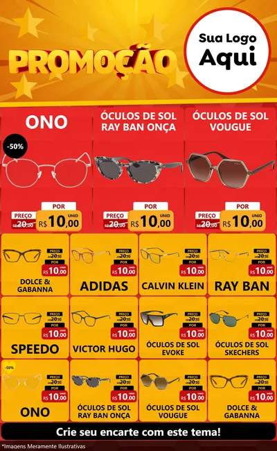 Modelo de Encarte para Encarte Grande com o tema Promoção para Óticas