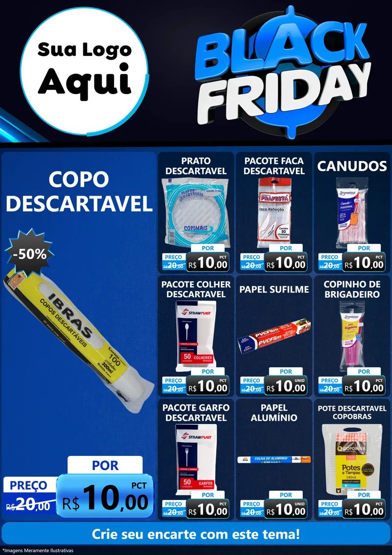 Modelo de Encarte para Encarte A4 Vertical com o tema Black Friday para Embalagens