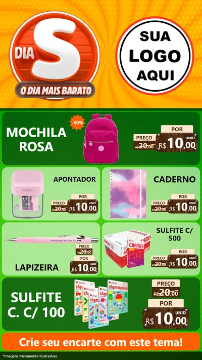 Modelo de TV para TV Vertical com o tema Dia S - O Dia Mais Barato para Papelaria