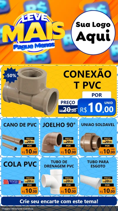 Modelo de Rede Social para Stories com o tema Leve Mais, Pague Menos para Tubos e conexões