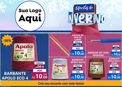 Modelo de Encarte para Encarte A4 Horizontal com o tema Ofertas de Inverno para Armarinho e Aviamentos