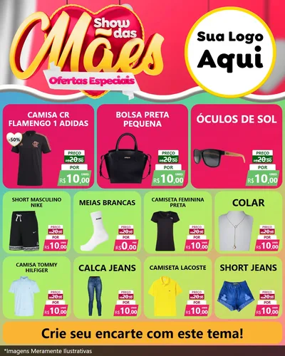 Modelo de Rede Social para Feed Instagram com o tema Show das Mães - Ofertas Especiais para Roupas e acessórios