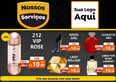 Modelo de Encarte para Encarte A4 Horizontal com o tema Nossos Serviços para Perfumes