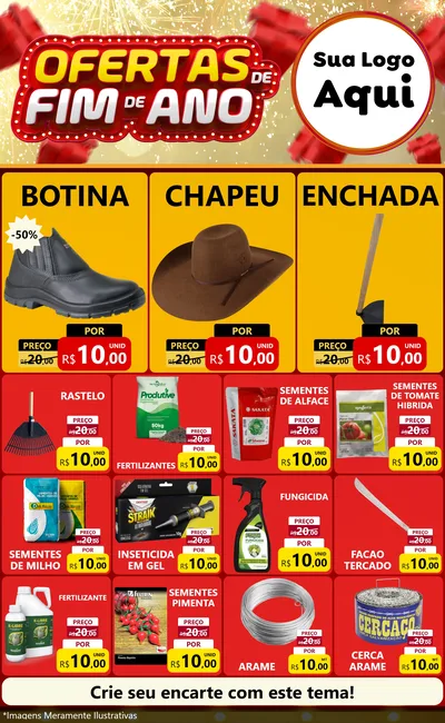 Modelo de Encarte para Encarte Grande com o tema Ofertas de Fim de Ano para Agropecuária