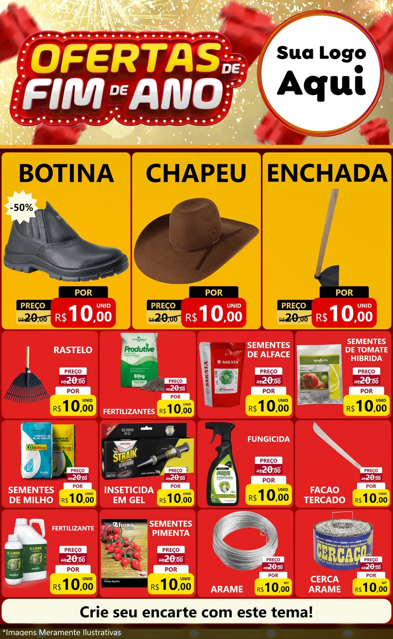 Modelo de Encarte para Encarte Grande com o tema Ofertas de Fim de Ano para Agropecuária