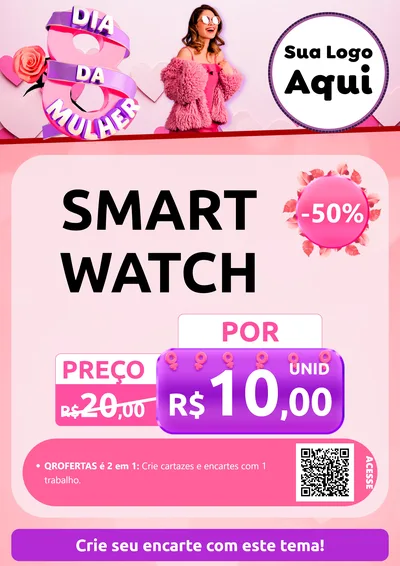 Modelo de Cartaz para Cartaz A4 Vertical com o tema Dia da Mulher para Informática