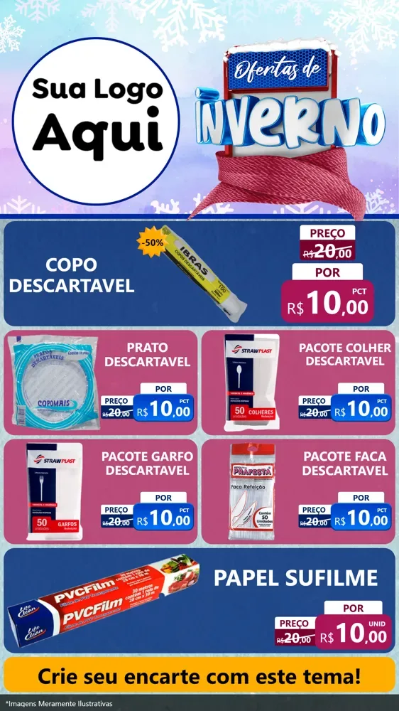 Modelo de TV para TV Vertical com o tema Ofertas de Inverno para Embalagens