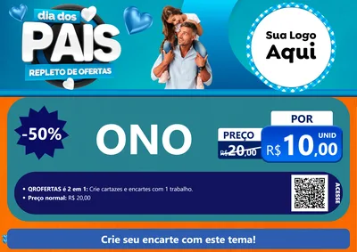 Modelo de Cartaz para Cartaz A4 Horizontal com o tema Dia Dos Pais Repleto de Ofertas para Óticas