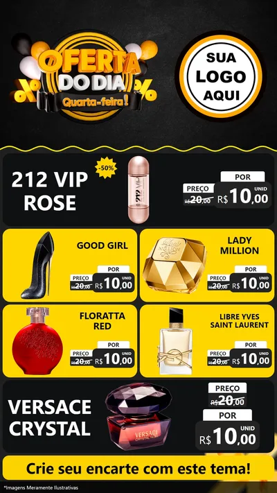 Modelo de TV para TV Vertical com o tema Oferta do Dia - Quarta Feira! para Perfumes