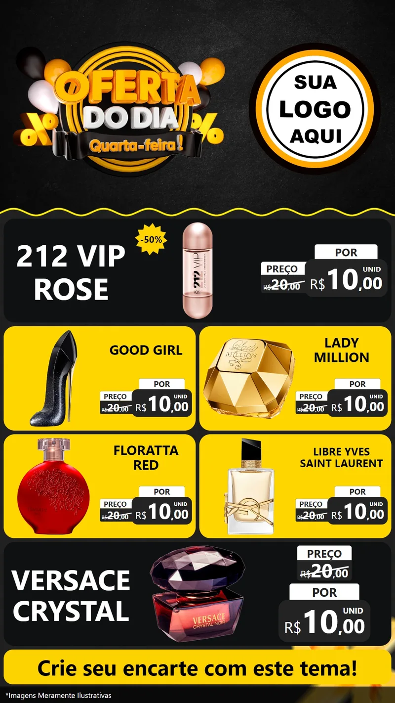 Modelo de TV para TV Vertical com o tema Oferta do Dia - Quarta Feira! para Perfumes