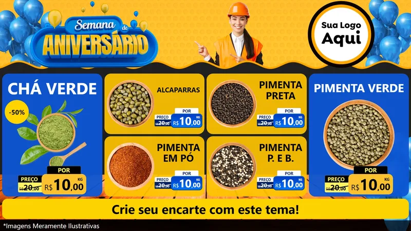 Modelo de TV para TV Horizontal com o tema Semana de Aniversário para Produtos Naturais