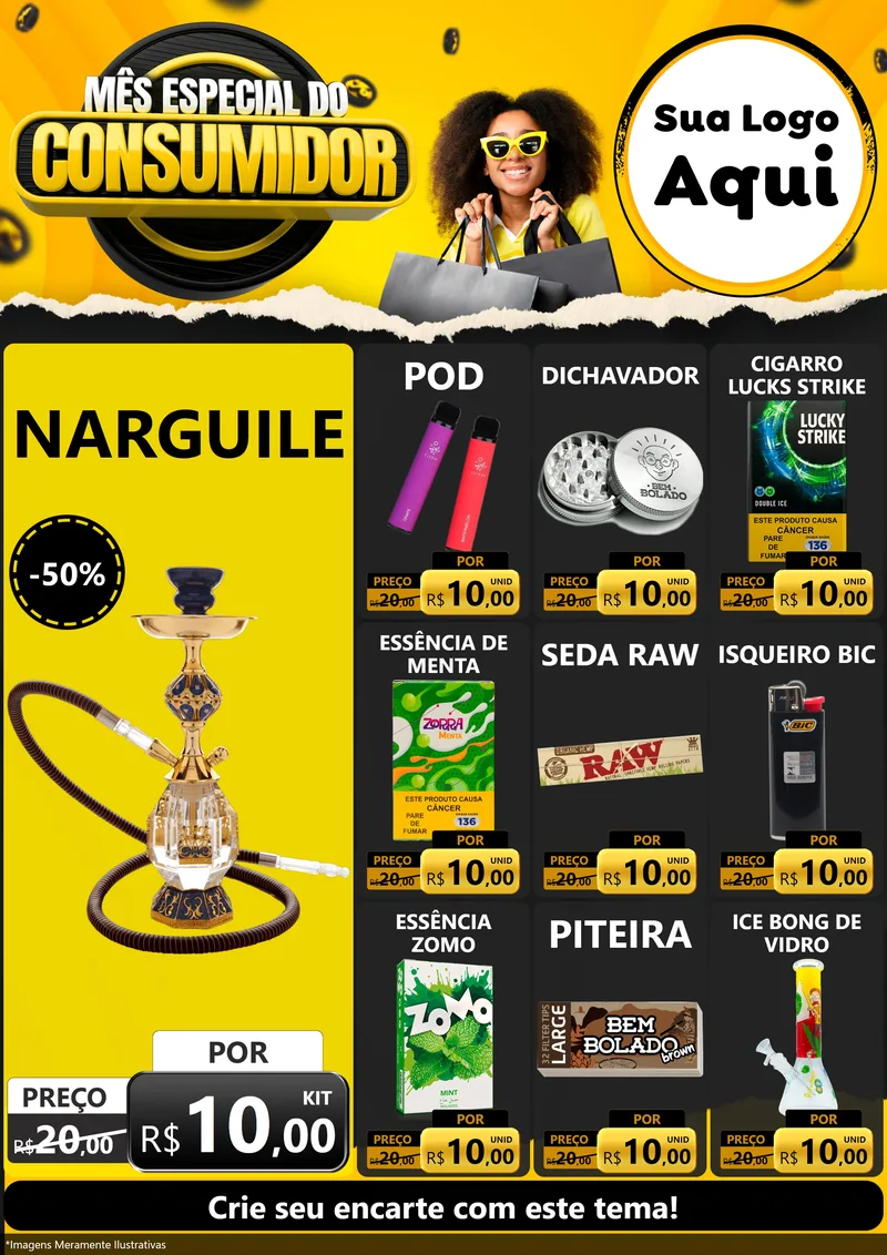 Modelo de Encarte para Encarte A4 Vertical com o tema Mês Especial do Consumidor para Tabacaria