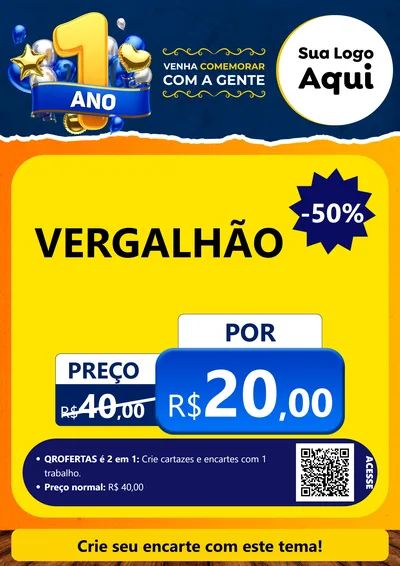 Modelo de Cartaz para Cartaz A4 Vertical com o tema Um Ano de Aniversário para Ferragens