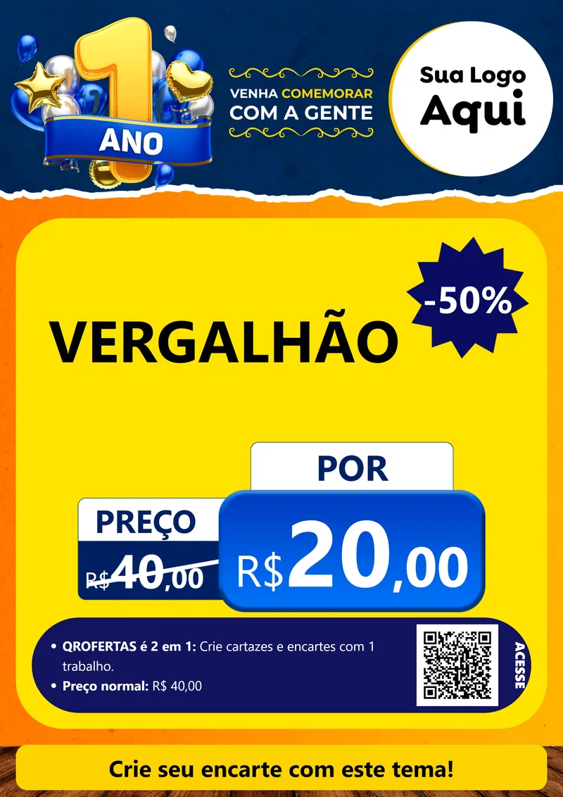 Modelo de Cartaz para Cartaz A4 Vertical com o tema Um Ano de Aniversário para Ferragens