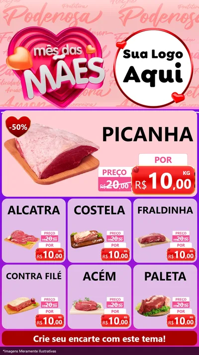 Modelo de Rede Social para Stories com o tema Mês Das Mães para Açougue