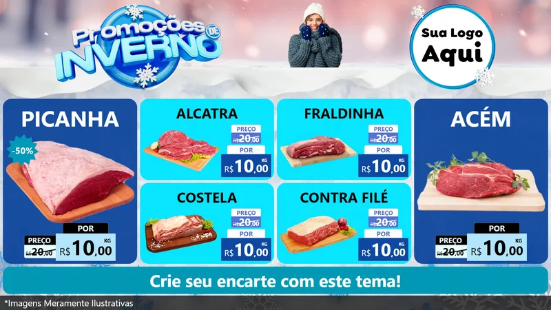Modelo de TV para TV Horizontal com o tema Promoções de Inverno para Açougue