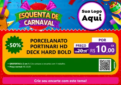 Modelo de Cartaz para Cartaz A4 Horizontal com o tema Esquenta de Carnaval para Pisos e revestimentos