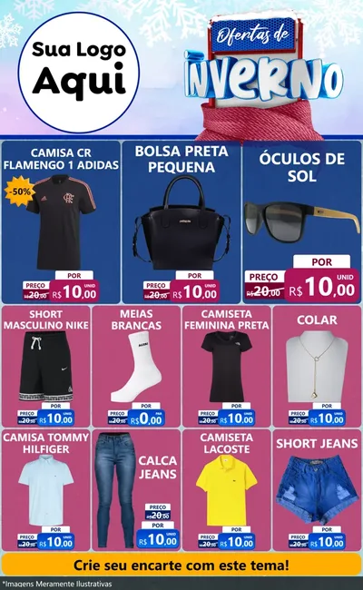 Modelo de Encarte para Encarte Grande com o tema Ofertas de Inverno para Roupas e acessórios