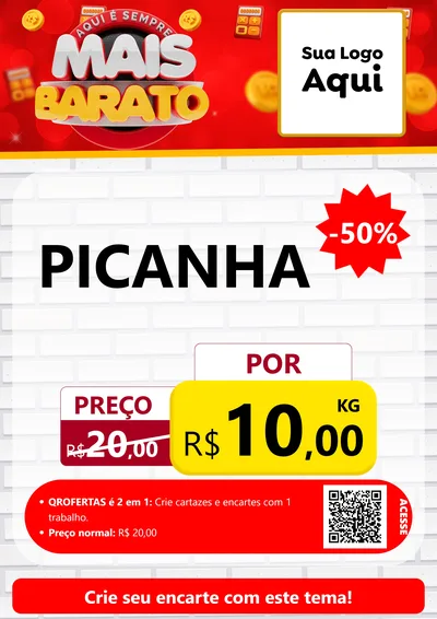 Modelo de Cartaz para Cartaz A4 Vertical com o tema Mais Barato para Açougue