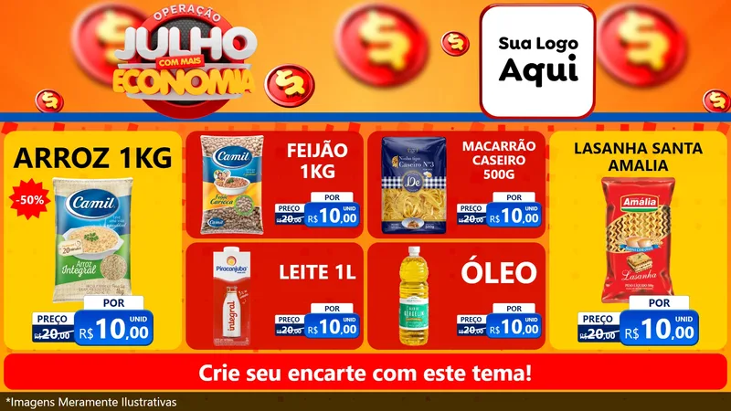 Modelo de TV para TV Horizontal com o tema Operação Julho Com Mais Economia para Supermercado