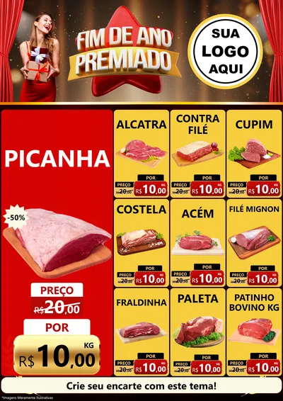 Modelo de Encarte para Encarte A4 Vertical com o tema Fim de Ano Premiado para Açougue