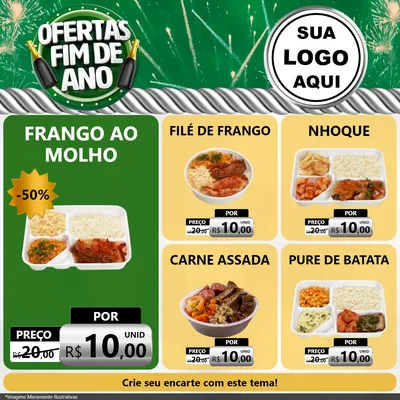 Modelo de Rede Social para Feed Facebook com o tema Ofertas Fim de Ano para Restaurante