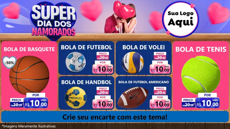 Modelo de TV para TV Horizontal com o tema Super Dia dos Namorados para Artigos Esportivos