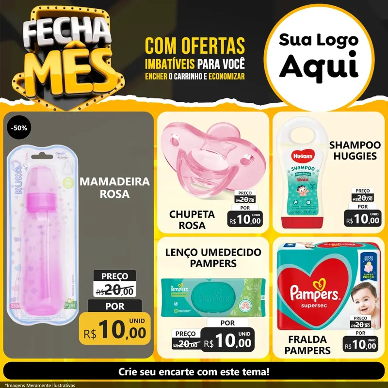 Modelo de Rede Social para Feed Facebook com o tema Fecha Mês para Bebês