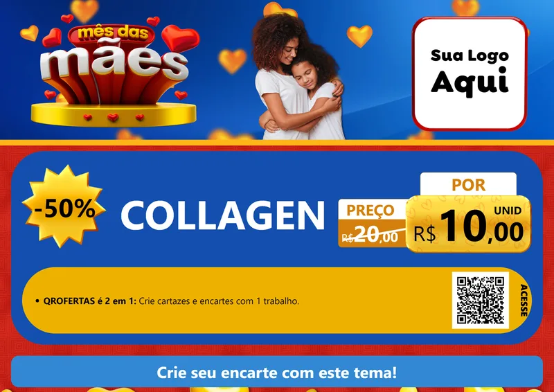 Modelo de Cartaz para Cartaz A4 Horizontal com o tema Mês das Mães para Suplementos alimentares