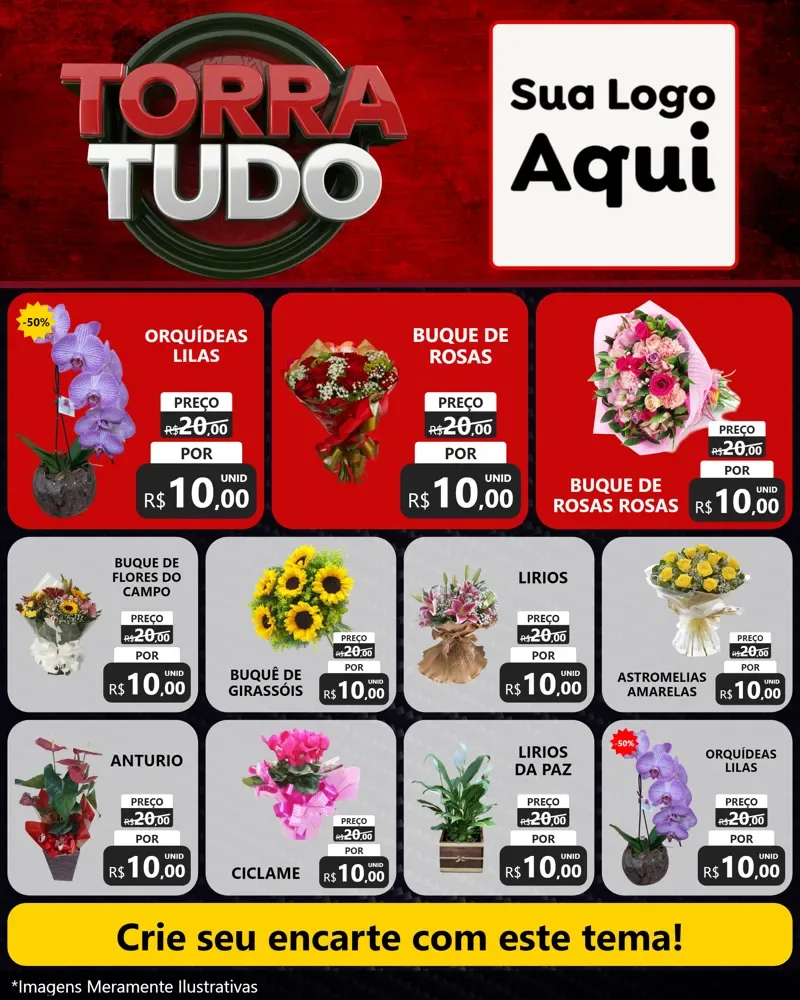 Modelo de Rede Social para Feed Instagram com o tema Torra Tudo para Floricultura e jardim