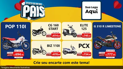 Modelo de TV para TV Horizontal com o tema Oferta Do Dia Dos Pais para Concessionaria de Motos