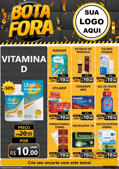 Modelo de Encarte para Encarte A4 Vertical com o tema Bota Fora para Farmácia