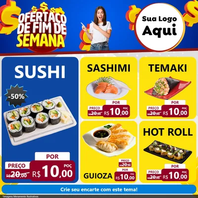 Modelo de Rede Social para Feed Facebook com o tema Ofertaço de Fim de Semana para Comida japonesa