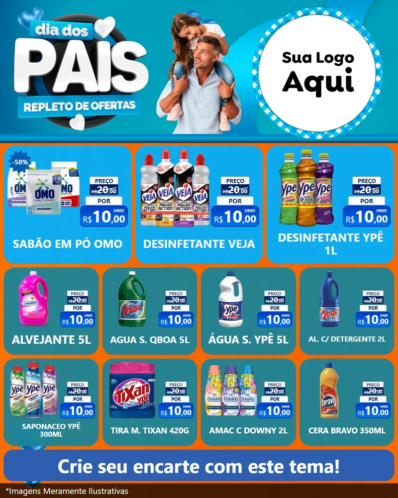 Modelo de Rede Social para Feed Instagram com o tema Dia Dos Pais Repleto de Ofertas para Produtos de Limpeza
