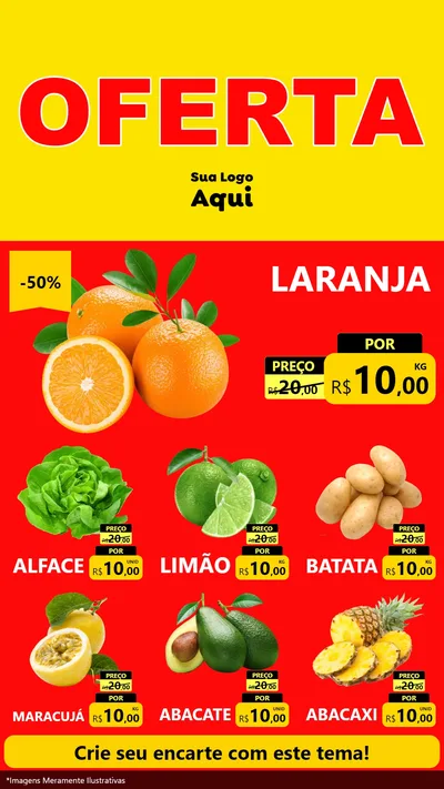 Modelo de Rede Social para Stories com o tema OFERTA - Vermelho Cartaz para Hortifrúti