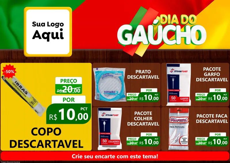Modelo de Encarte para Encarte A4 Horizontal com o tema Dia do Gaúcho para Embalagens