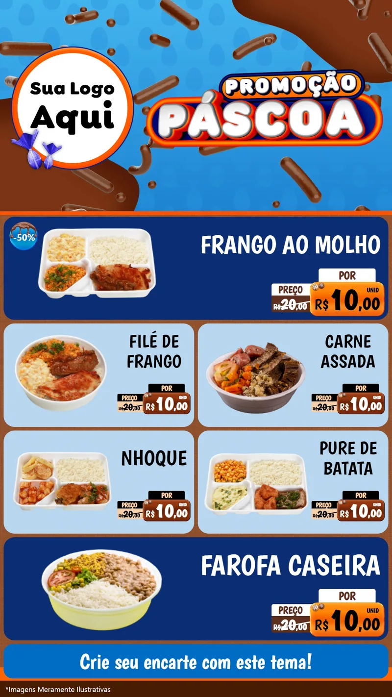 Modelo de TV para TV Vertical com o tema Promoção Páscoa para Restaurante