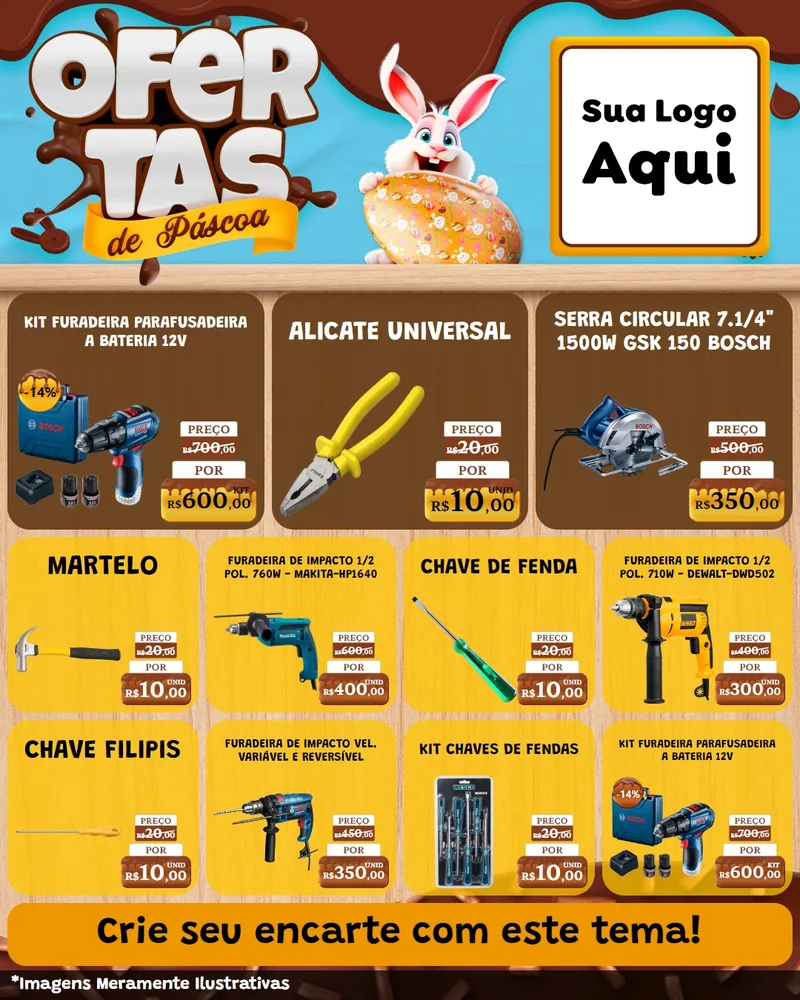 Modelo de Rede Social para Feed Instagram com o tema Ofertas de Páscoa para Maquinas e Ferramentas