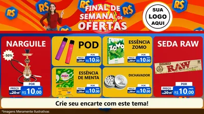 Modelo de TV para TV Horizontal com o tema Final de Semana de Ofertas para Tabacaria
