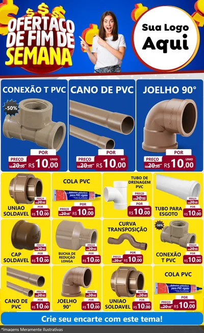 Modelo de Encarte para Encarte Grande com o tema Ofertaço de Fim de Semana para Tubos e conexões