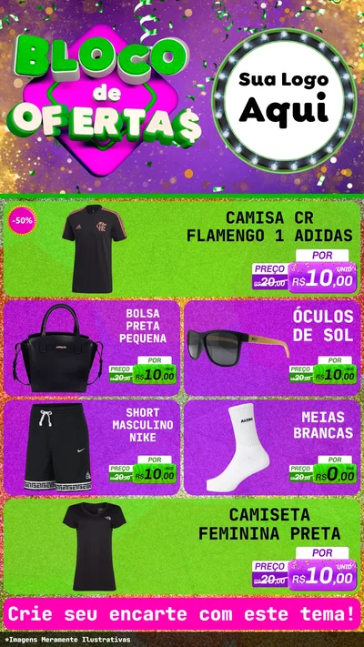 Modelo de TV para TV Vertical com o tema Bloco de Ofertas para Roupas e acessórios