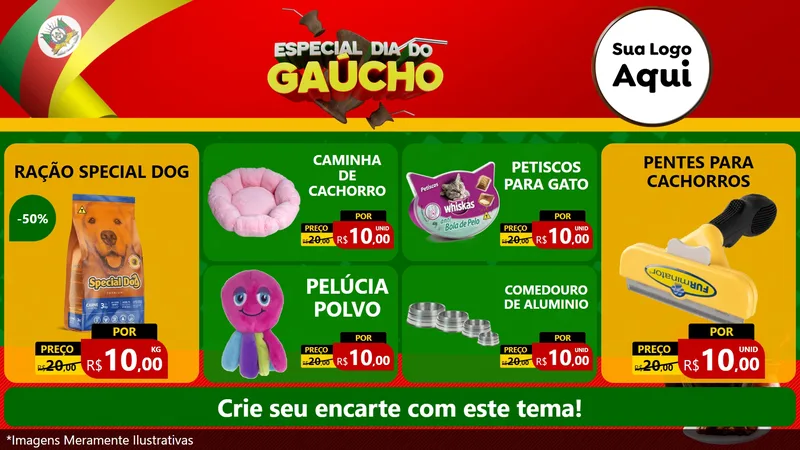 Modelo de TV para TV Horizontal com o tema Especial Dia do Gaúcho para Pet Shop