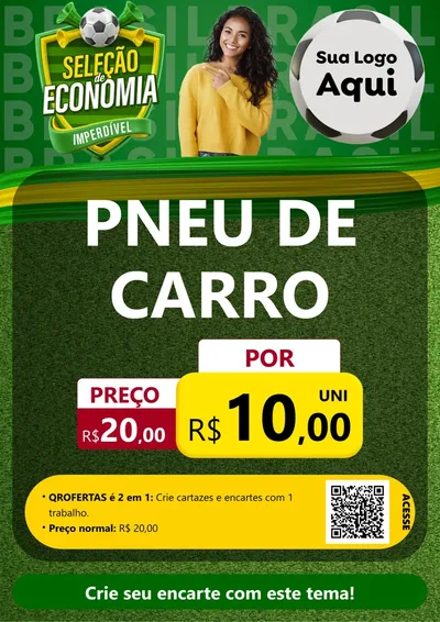 Modelo de Cartaz para Cartaz A4 Vertical com o tema Seleção de Economia - Copa para Auto peças